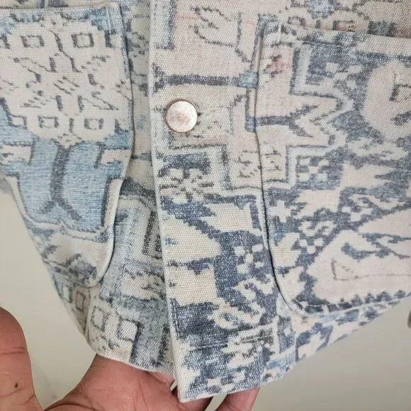 Todd Snyder King Kennedy Rugs Printed Ecru Canvas Chore Jacket XXL Blue NWT $600
